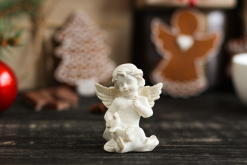 gingerbread. gifts and holiday, happy New Year. festive background. . food background. top view