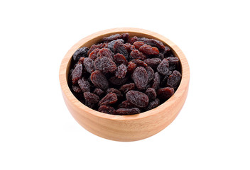 Raisins on a white background.