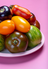 Multicolored assortment of French fresh ripe tomatoes