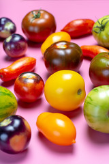 Fototapeta na wymiar Multicolored assortment of French fresh ripe tomatoes
