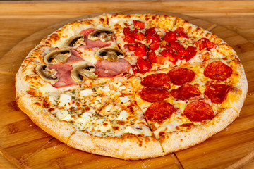 Pizza assortie with meat