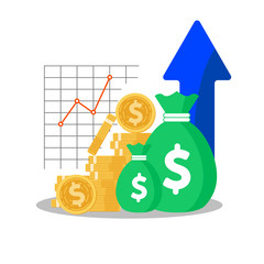 Mutual fund, Income increase, financial strategy performance, interest rate, high return on investment, budget balance, revenue growth, credit money, flat icon, Vector illustration