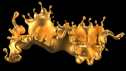 Splash gold. 3d illustration, 3d rendering.