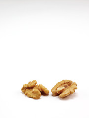 Walnuts kernel isolated on white background, Top view.