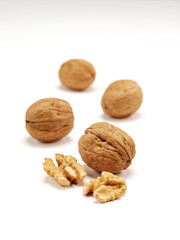 Walnuts kernel isolated on white background, Top view.