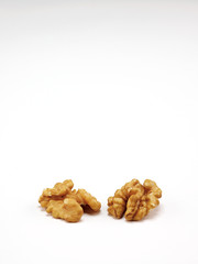Walnuts kernel isolated on white background, Top view.