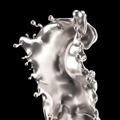 Splash silver. 3d illustration, 3d rendering.