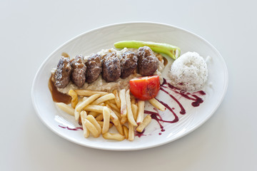 Delicious Turkish Kofte and Fries (meatballs)
