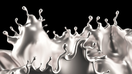 Splash silver. 3d illustration, 3d rendering.