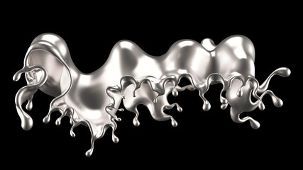 Splash silver. 3d illustration, 3d rendering.