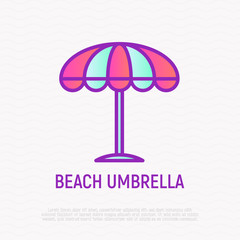 Beach umbrella thin line icon. Modern vector illustration.