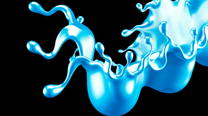 A splash of metal. 3d illustration, 3d rendering.