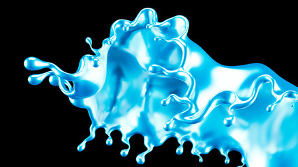 A splash of metal. 3d illustration, 3d rendering.