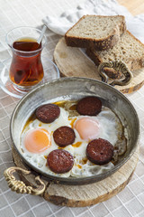 Turkish Sausage (sucuk) and egg