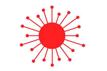 Flat sun icon design on white background vector illustration.sunny Japanese style.