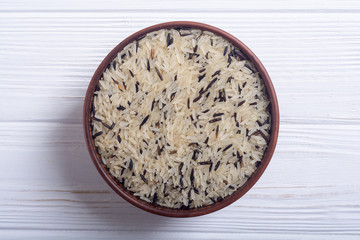 Raw wild rice white and black