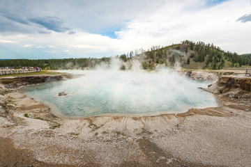 some scenic view of landscape in geysers area in yellow stone,Wy,usa.