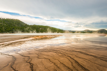 some scenic view of landscape in geysers area in yellow stone,Wy,usa.