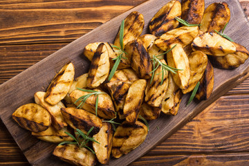 Homemade grilled potatoes with rosemary