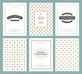 Merry Christmas greeting cards templates and patterns backgrounds