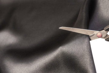 scissors cut fabric close-up