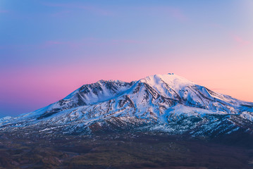 Naklejka na ściany i meble scenic view of mt st Helens with snow covered in winter when sunset ,Mount St. Helens National Volcanic Monument,Washington,usa.