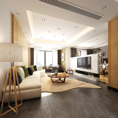 3d render living room