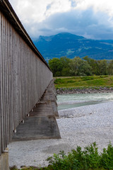 The Alte Rheinbrücke across the river Rhine between Liechtenstien and Switzerland