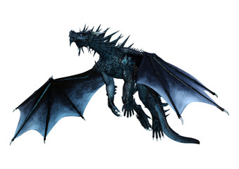 3D Rendering Fantasy Dragon on White