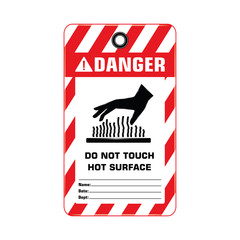 Vector,illustration graphic style,Danger Hot Surface Do Not Touch Tag,Red and white rectangle Warning Dangerous icon on white background,Attracting attention Security First sign,Idea for presentation