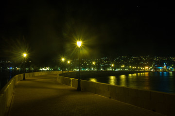 Night view of Argostoli, the capital of Greek island Kefalonia