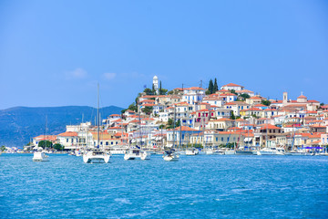 Famous Poros island, Peloponnese, Greece.