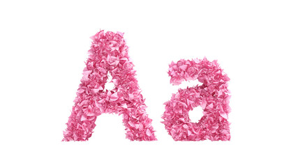 Pink flowers font. 3d illustration, 3d rendering.