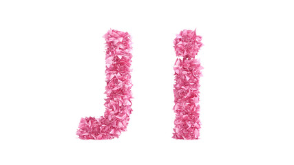 Pink flowers font. 3d illustration, 3d rendering.
