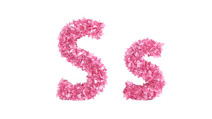 Pink flowers font. 3d illustration, 3d rendering.