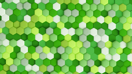 Green abstract background with hexagons. 3d illustration, 3d rendering.