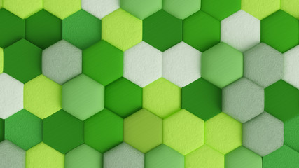 Green abstract background with hexagons. 3d illustration, 3d rendering.