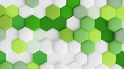 Fototapeta premium Zielony abstrakcjonistyczny tło z sześciokątami. Ilustracja 3D, renderowania 3d.
