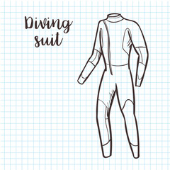 Diving suit sketch style vector illustration.