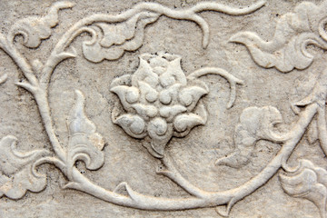Flowers stone carving on walls in the Eastern Royal Tombs of the Qing Dynasty, china