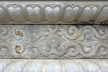 Stone carving on walls in the Eastern Royal Tombs of the Qing Dynasty, china