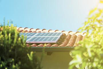 Solar panels on the roof, alternative electricity.