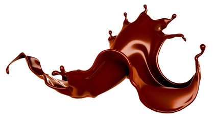 A splash of dark chocolate. 3d illustration, 3d rendering.