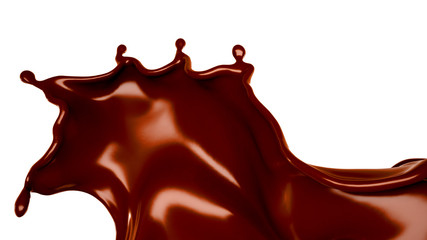 A splash of dark chocolate. 3d illustration, 3d rendering.