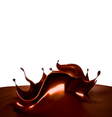 A splash of dark chocolate. 3d illustration, 3d rendering.