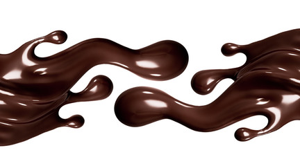 A splash of dark chocolate. 3d illustration, 3d rendering.