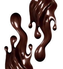 A splash of dark chocolate. 3d illustration, 3d rendering.