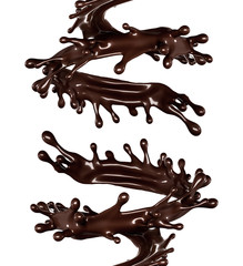 A splash of dark chocolate. 3d illustration, 3d rendering.