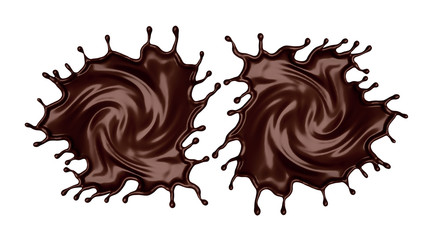 A splash of dark chocolate. 3d illustration, 3d rendering.