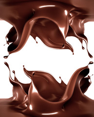 A splash of dark chocolate. 3d illustration, 3d rendering.